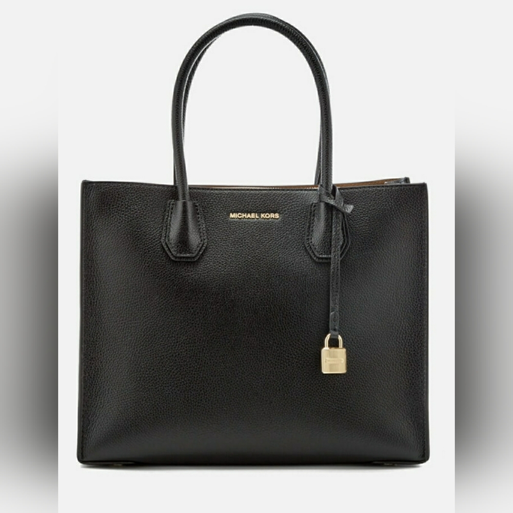 Michael Kors Mercer Medium Pebbled Leather Crossbody Black Bag